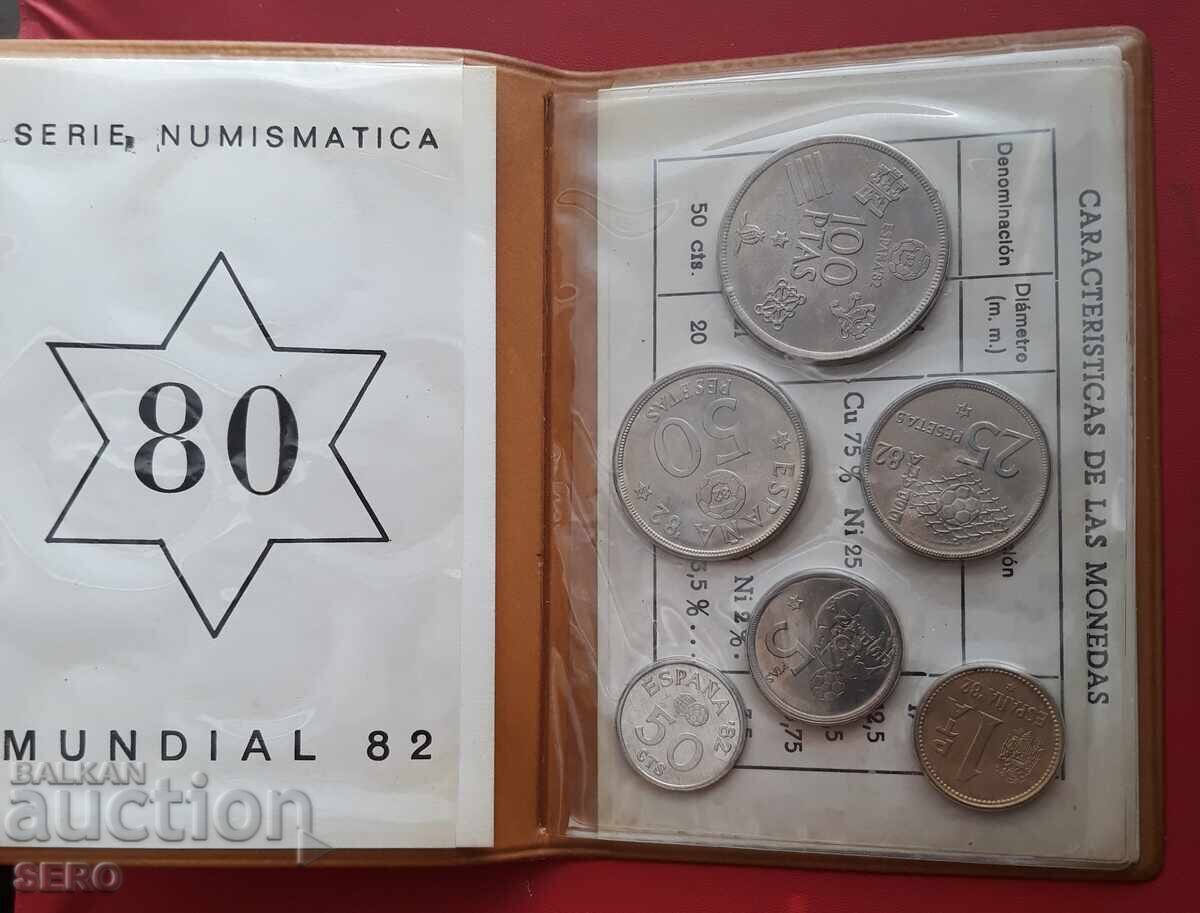 Spania-SET 1982 de 6 monede-Campionatul Mondial de Fotbal Spania 82 cu preț 5.01 BGN | € 2.56