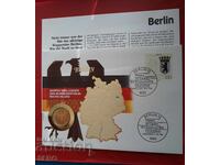 Germania - 1 marcă/aurită/ 1991 și timbru poștal în plic timbrat