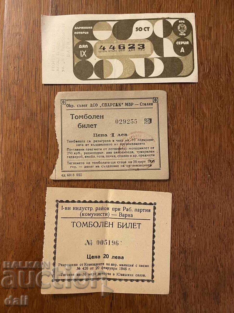 VARNA, FOOTBALL "SPARTAK", 3 PIECES, TOMBOLA, LOTTERY TICKET VARNA, FOOTBALL "SPARTAK", 3 PIECES, TOMBOLA, LOTTERY TICKET