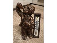 Vintage brass thermometer, 342g