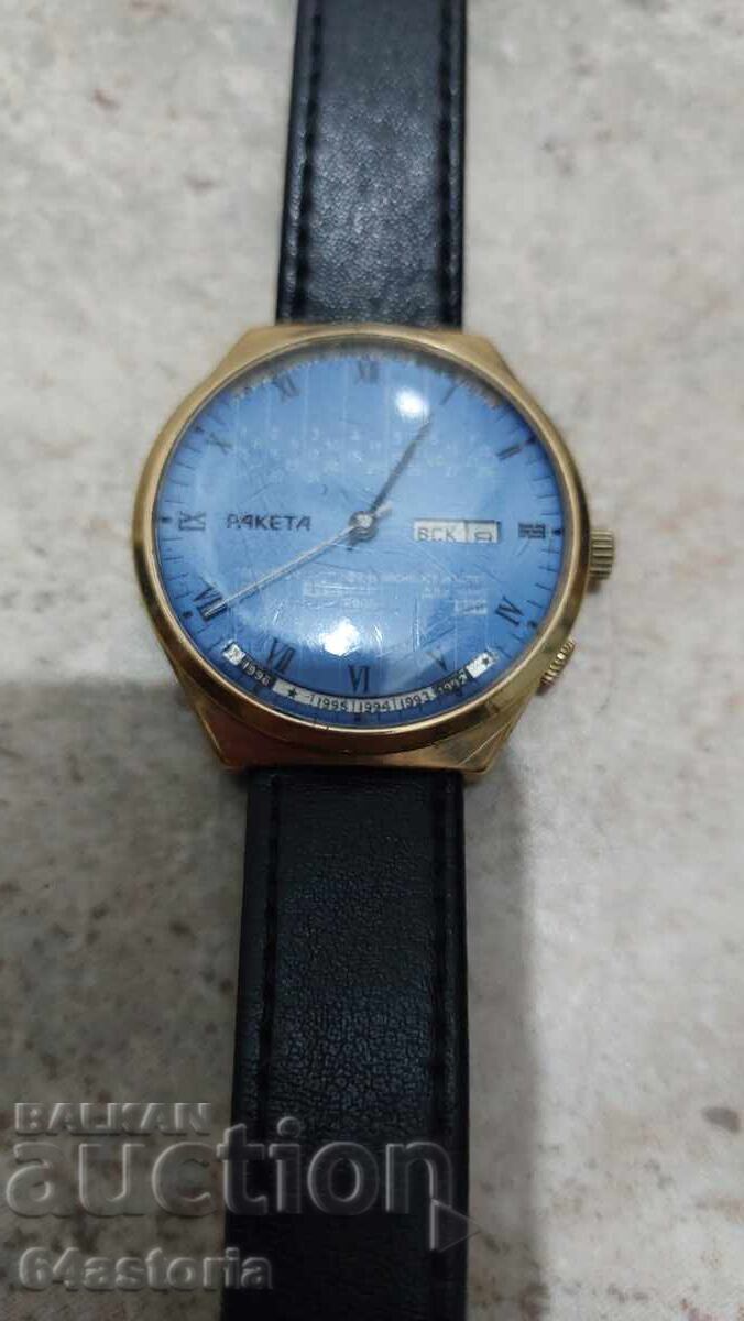 Ceas Slava, sovietic, URSS, placat cu aur, Raketa Ceas Slava, sovietic, URSS, placat cu aur, Raketa