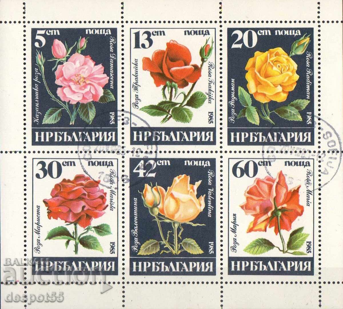 1985. Bulgaria. Trandafiri bulgărești. Bloc 1985. Bulgaria. Trandafiri bulgărești. Bloc