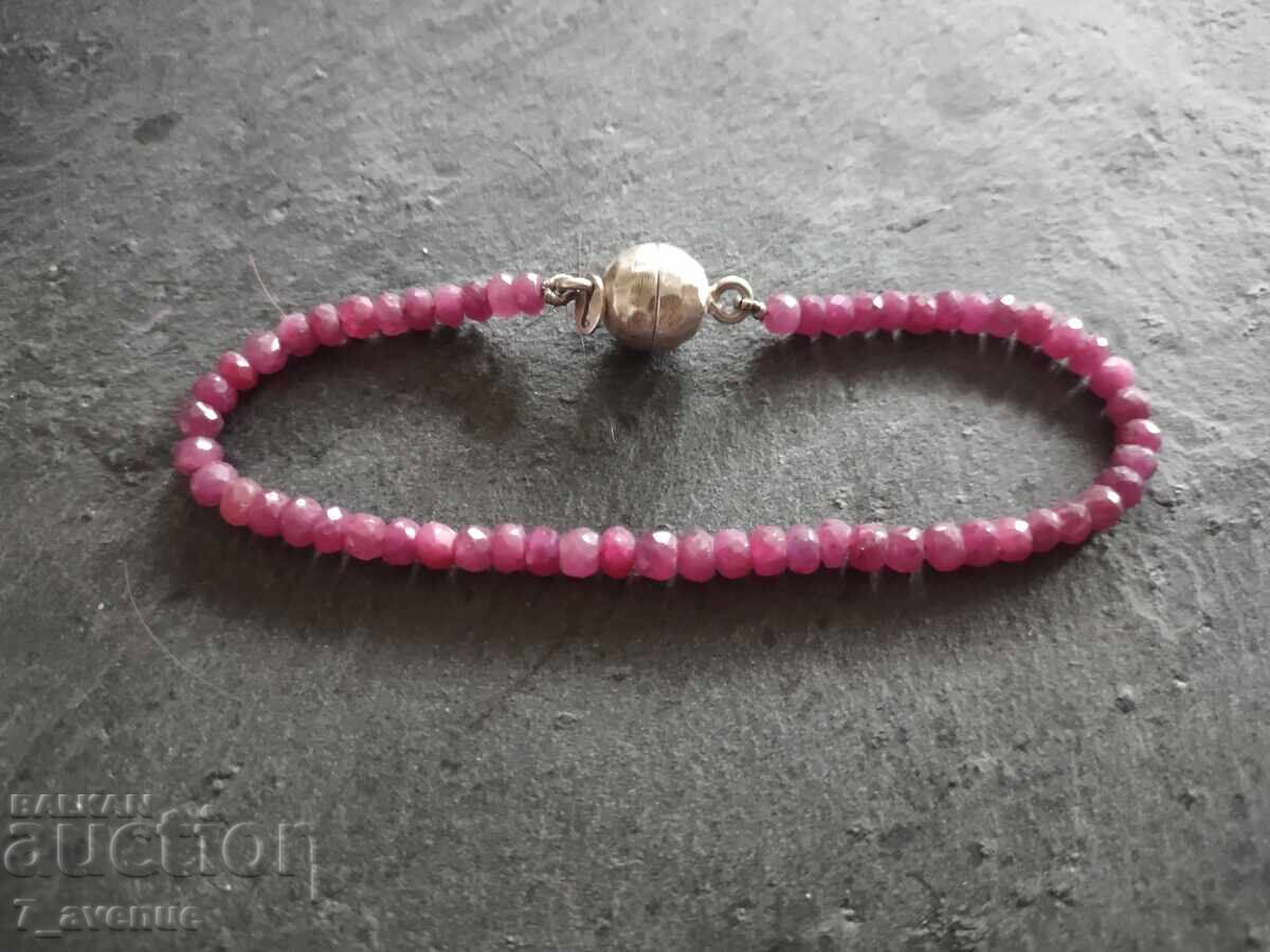 Гривна сребро и натурален Рубин магнитна закопчалка  8.12.25