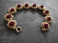 Gold-plated bracelet with red flowers, great chic, 8.12.25