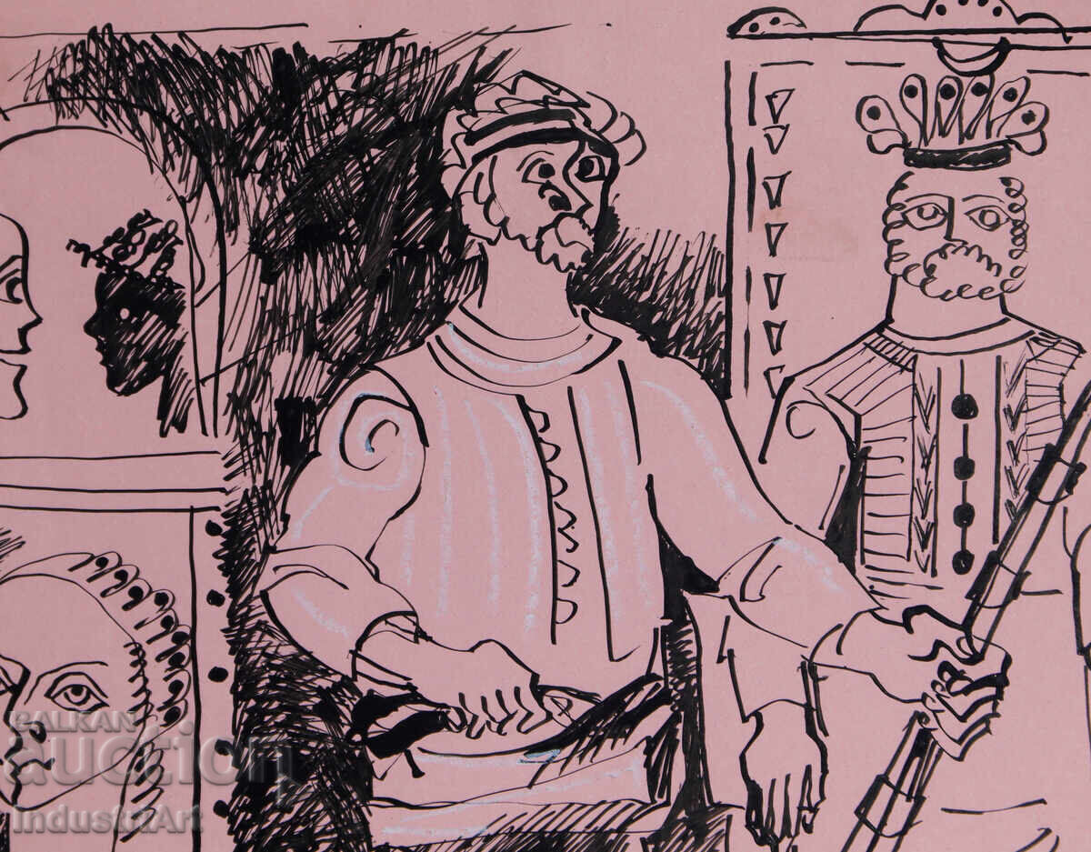 Παράδοση Πίνακας με μελάνι, αφηρημένη εικαστική σύνθεση, 1987