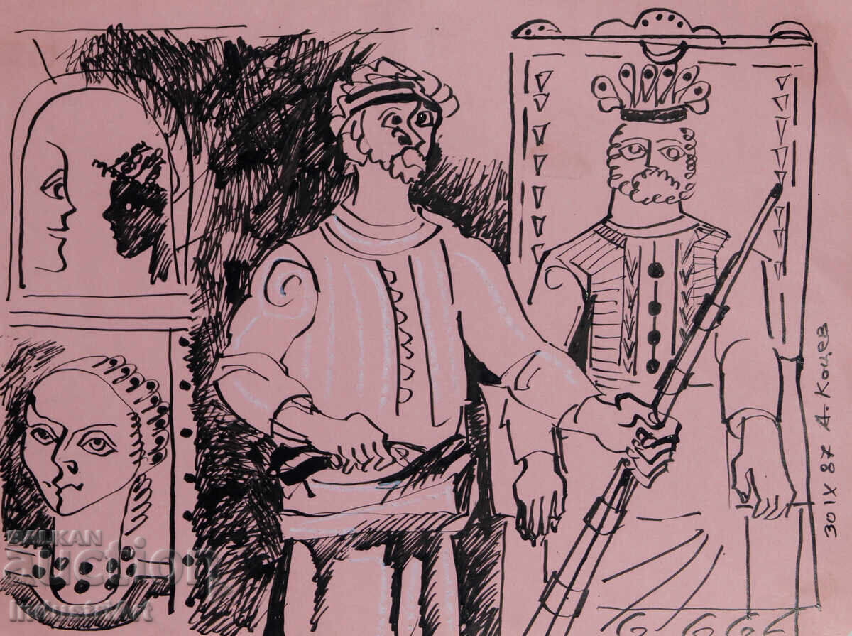 Πίνακας με μελάνι, αφηρημένη εικαστική σύνθεση, 1987