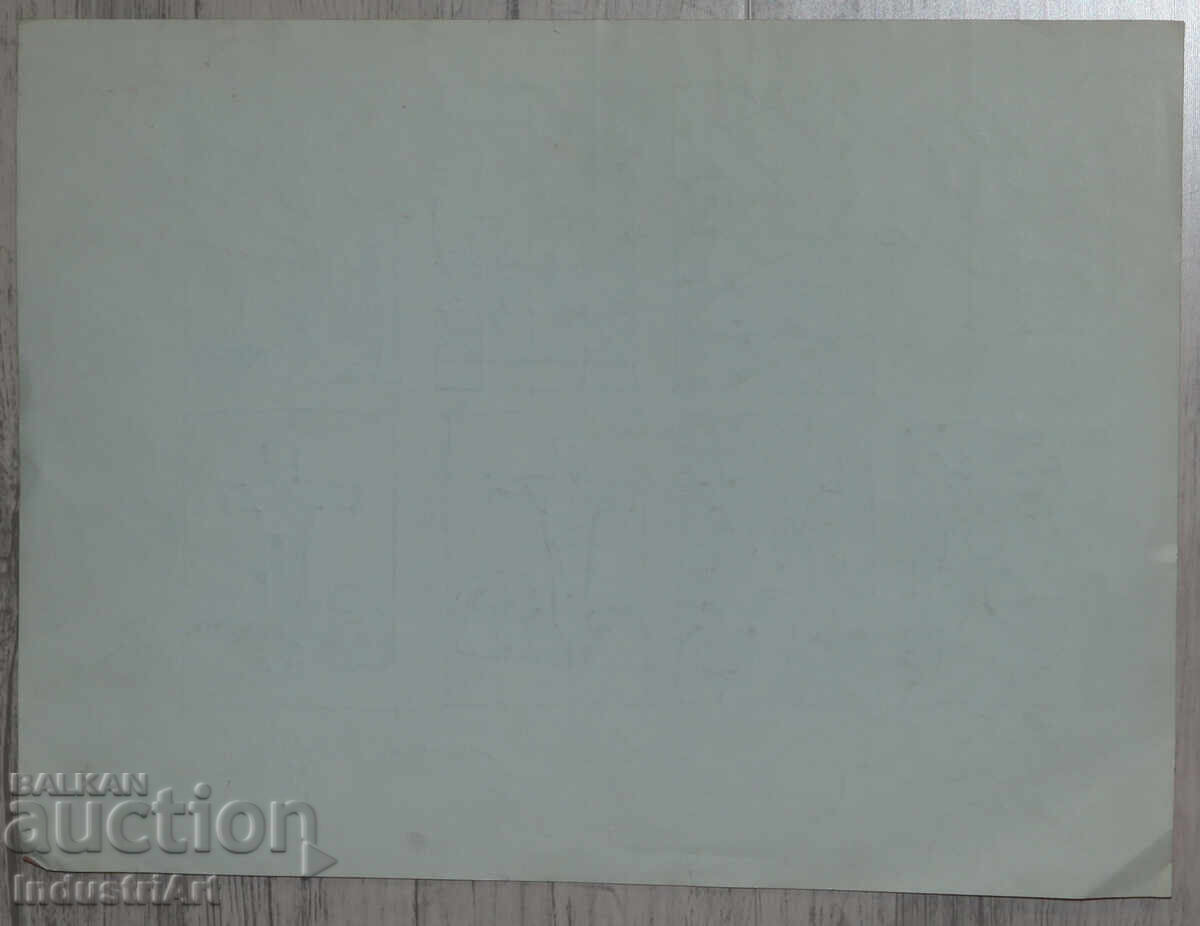 Картина туш абстрактна кубистична композиция 1987г. - 6