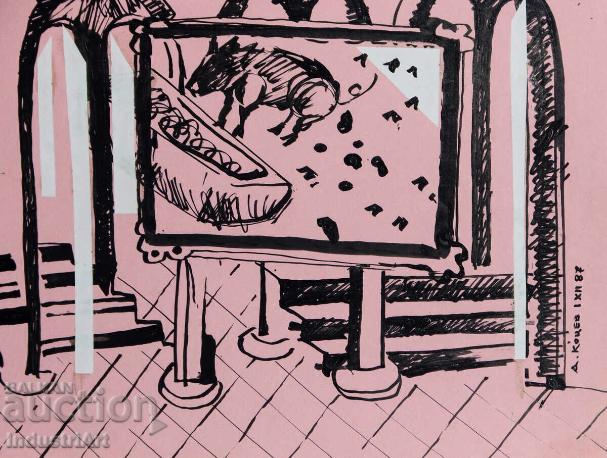 Πίνακας με μελάνι, αφηρημένη σύνθεση, 1987 - 5