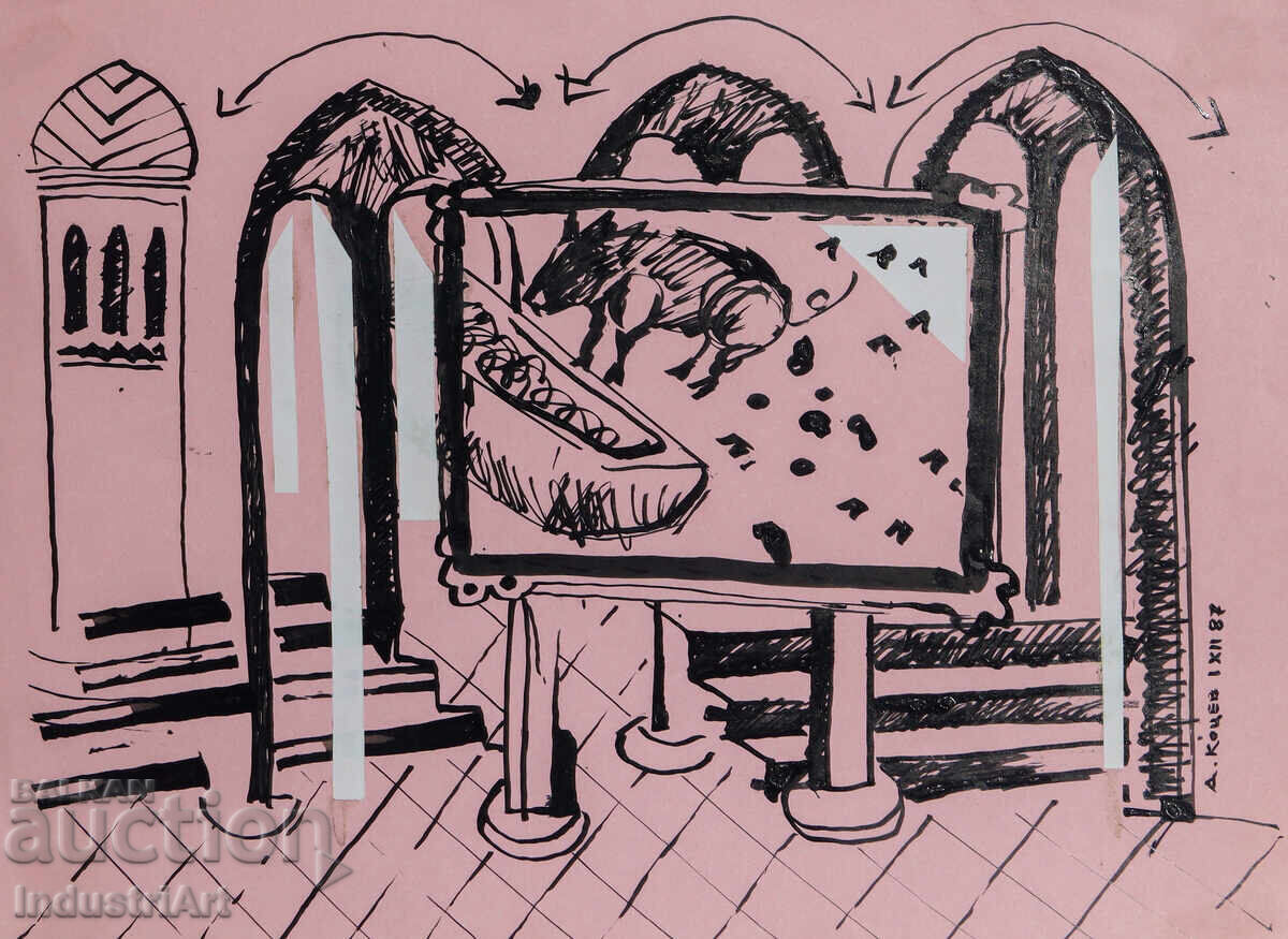 Πίνακας με μελάνι, αφηρημένη σύνθεση, 1987