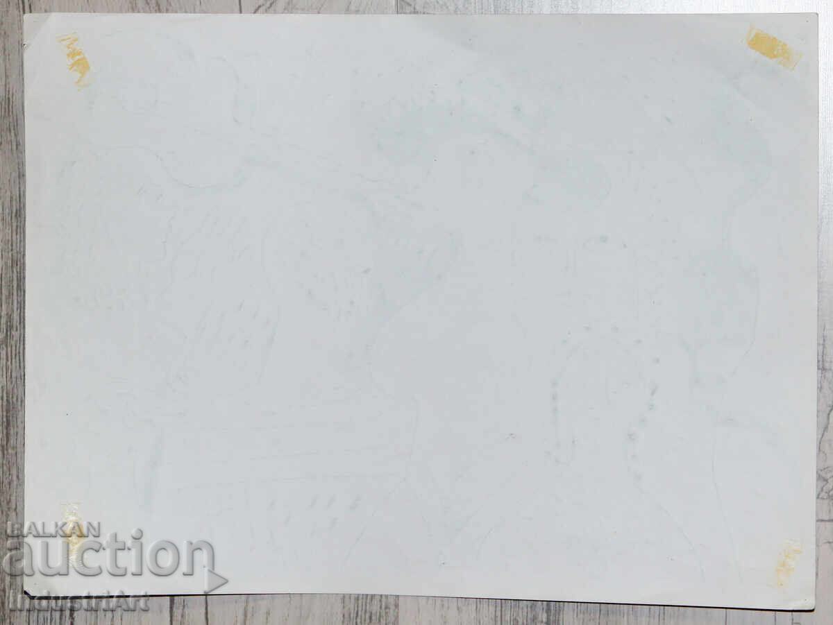 Ink painting abstract figurative composition nude body 1987 - 6