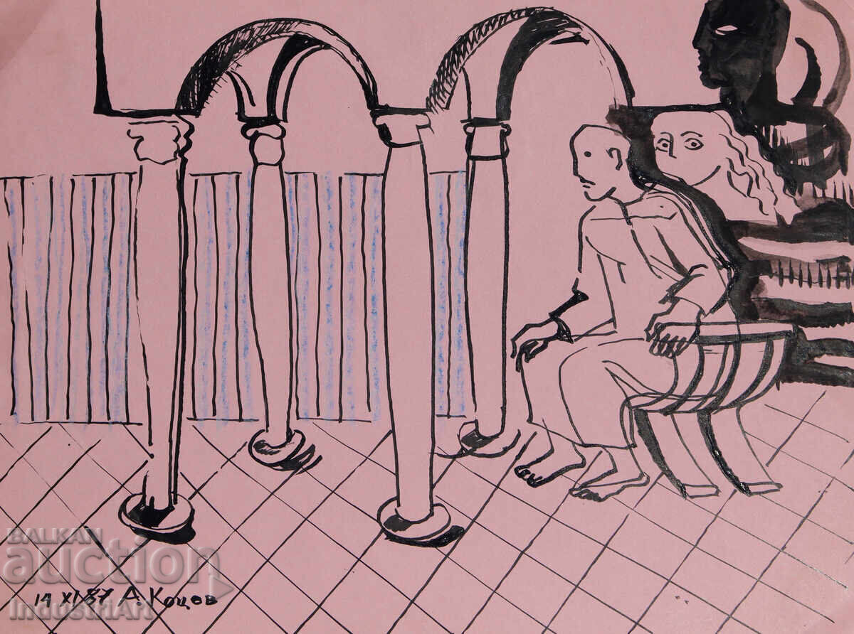 Πίνακας με μελάνι, αφηρημένη εικαστική σύνθεση, 1987