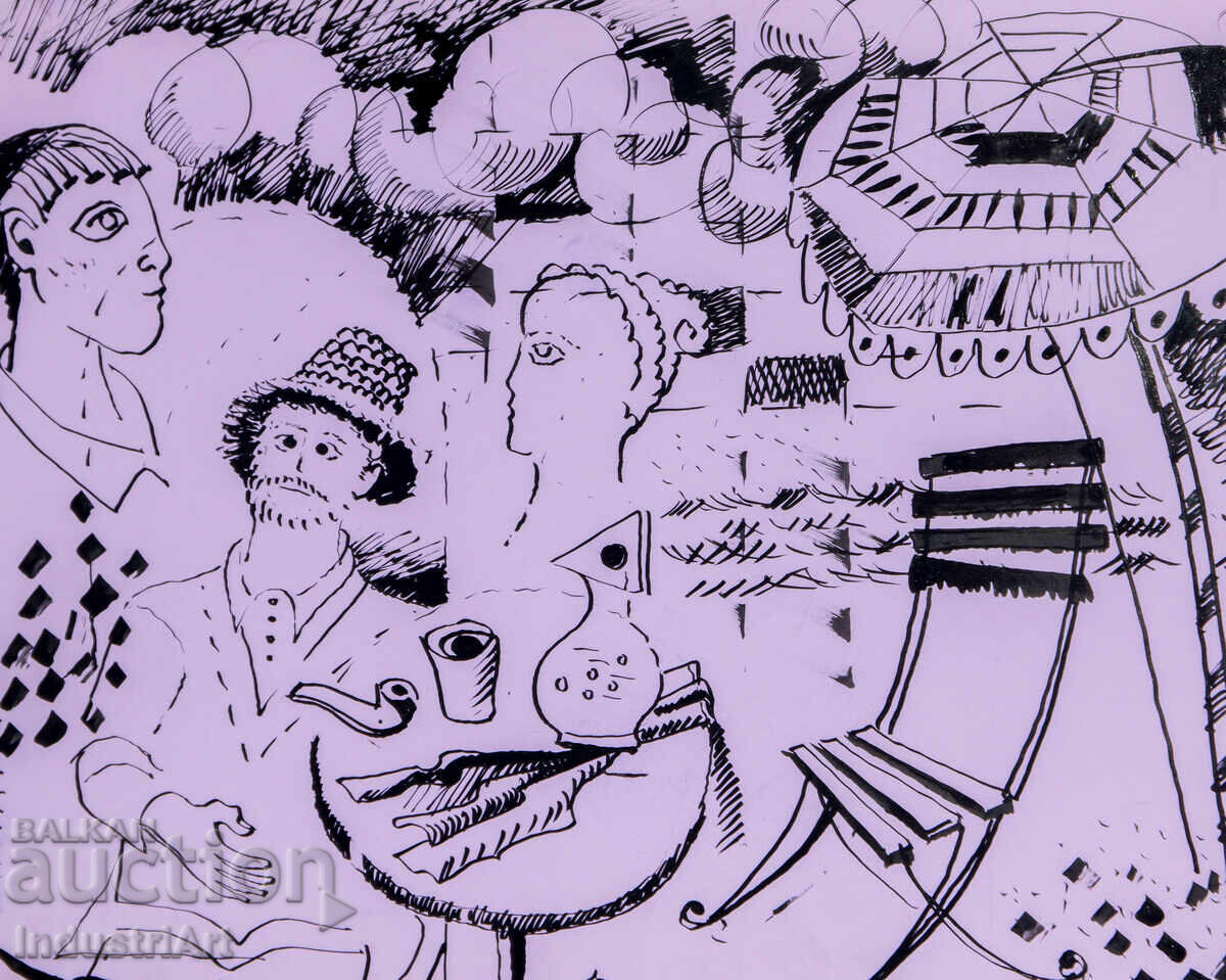 Ink painting abstract figurative composition 1987 - 5