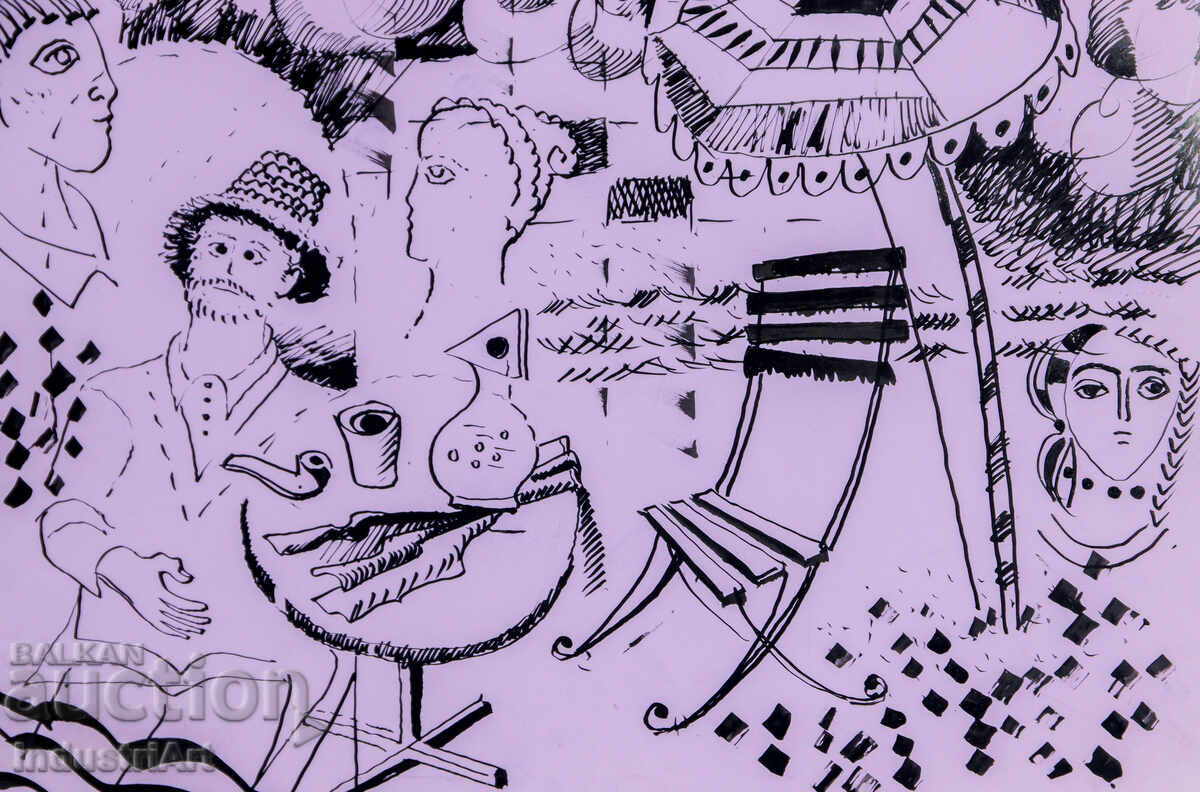 Ink painting abstract figurative composition 1987 - 6