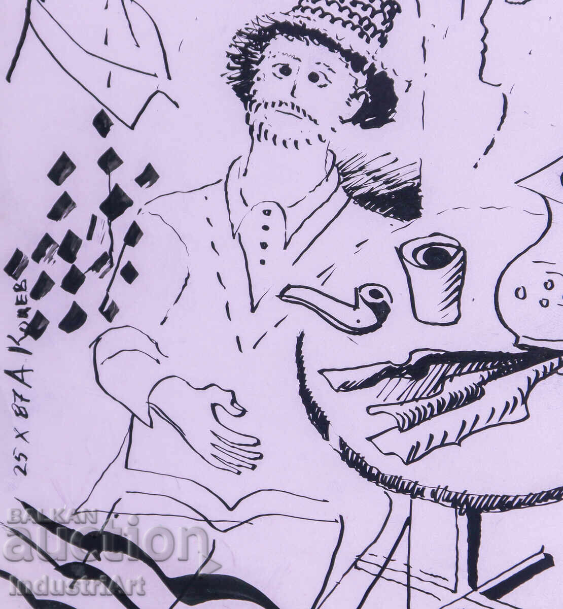 Ink painting abstract figurative composition 1987 - 7