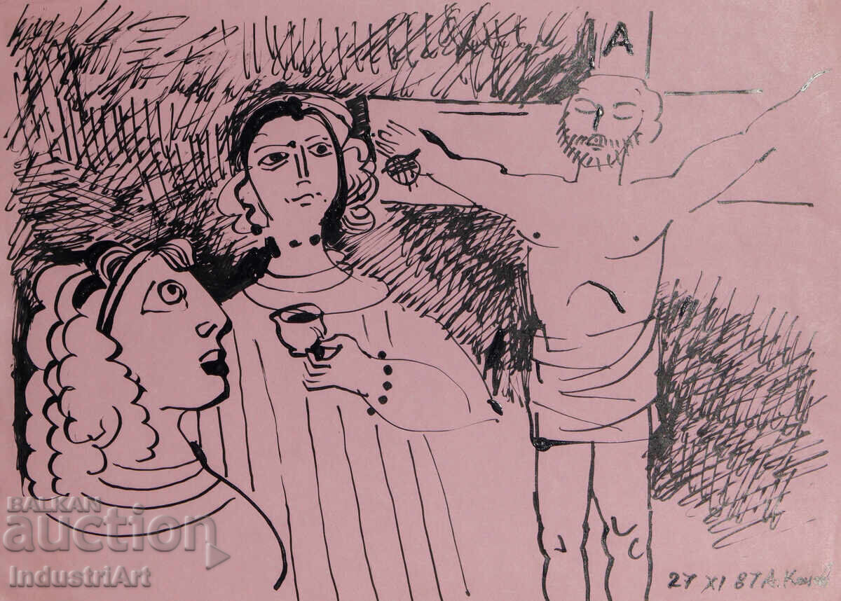 Πίνακας με μελάνι, αφηρημένη εικαστική σύνθεση, 1987