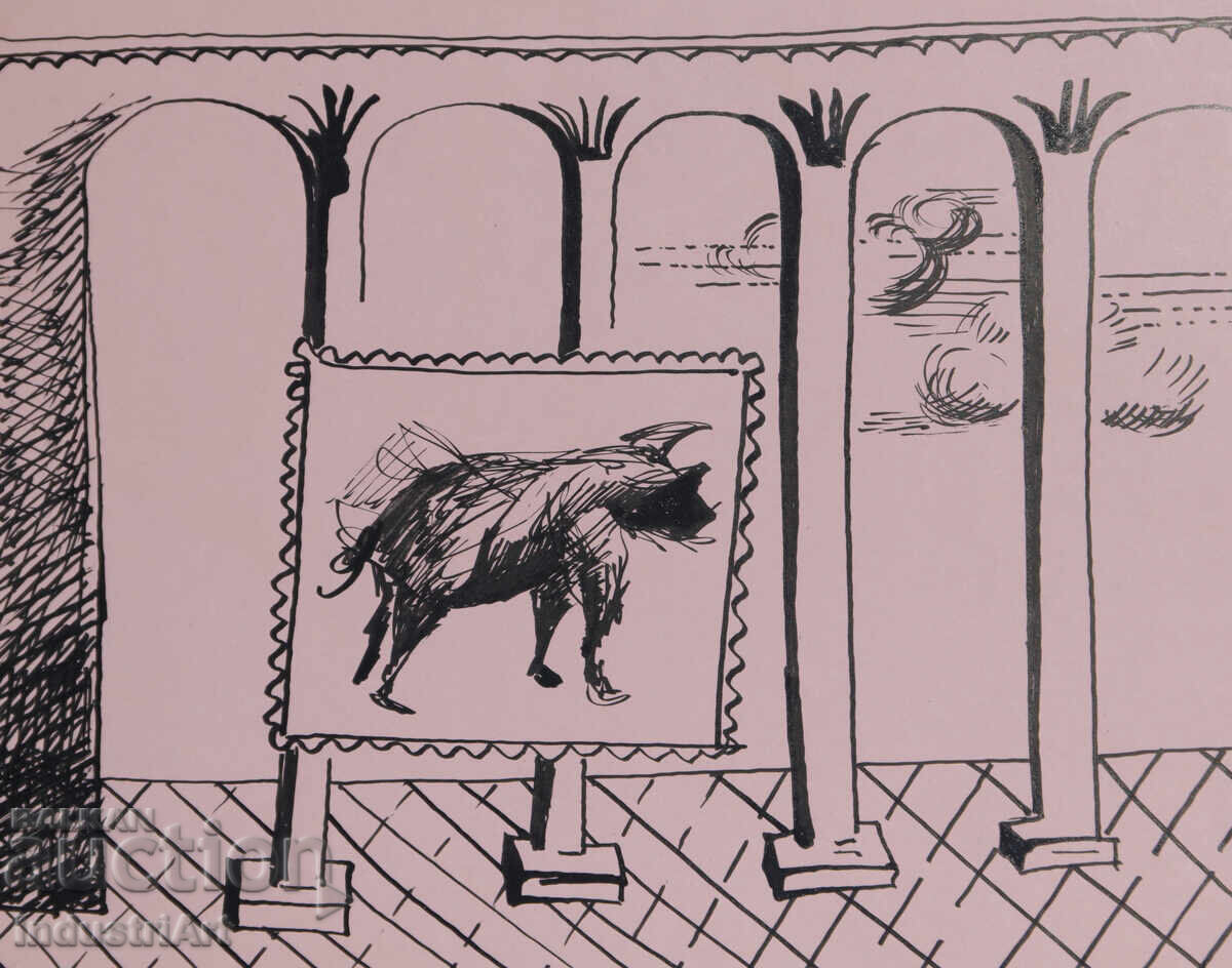 Delivery of Ink painting abstract composition 1987