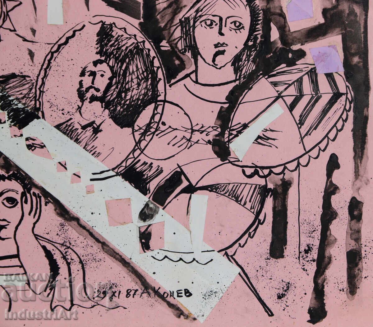 Картина туш абстрактна композиция 1987г. - 5 Картина туш абстрактна композиция 1987г. - 5