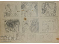 Рисунка молив абстрактна кубистична композиция