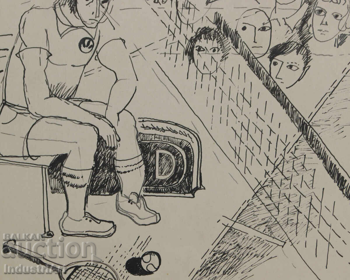 Ink painting abstract figurative composition 1986 - 5