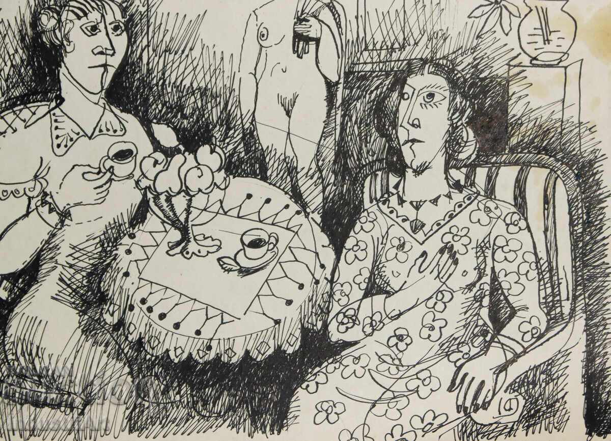 Πίνακας με μελάνι, αφηρημένη εικονιστική σύνθεση, 1986 - 5