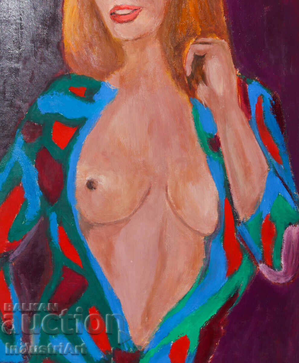 Tablou erotic ulei, portret feminin, corp gol - 5