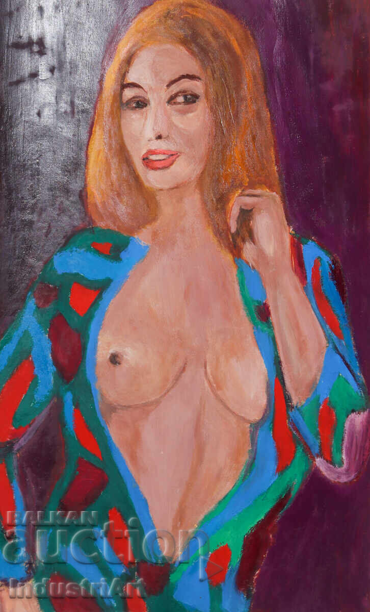 Tablou erotic ulei, portret feminin, corp gol