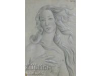 Картина молив '' Раждането на Венера '' Ботичели , детайл