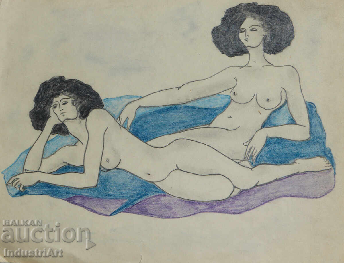 Erotic drawing pencil portrait nude bodies with price 160.00 BGN | € 81.81