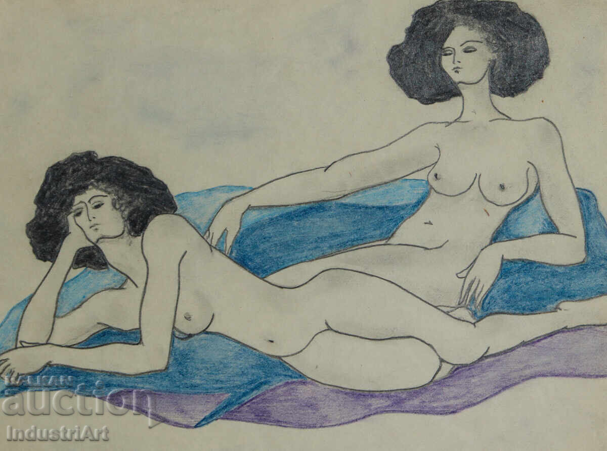 Erotic drawing pencil portrait nude bodies - 5