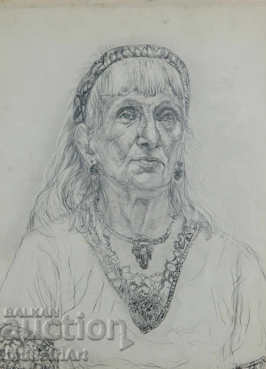 Auction Pencil drawing portrait of a woman Auction Pencil drawing portrait of a woman