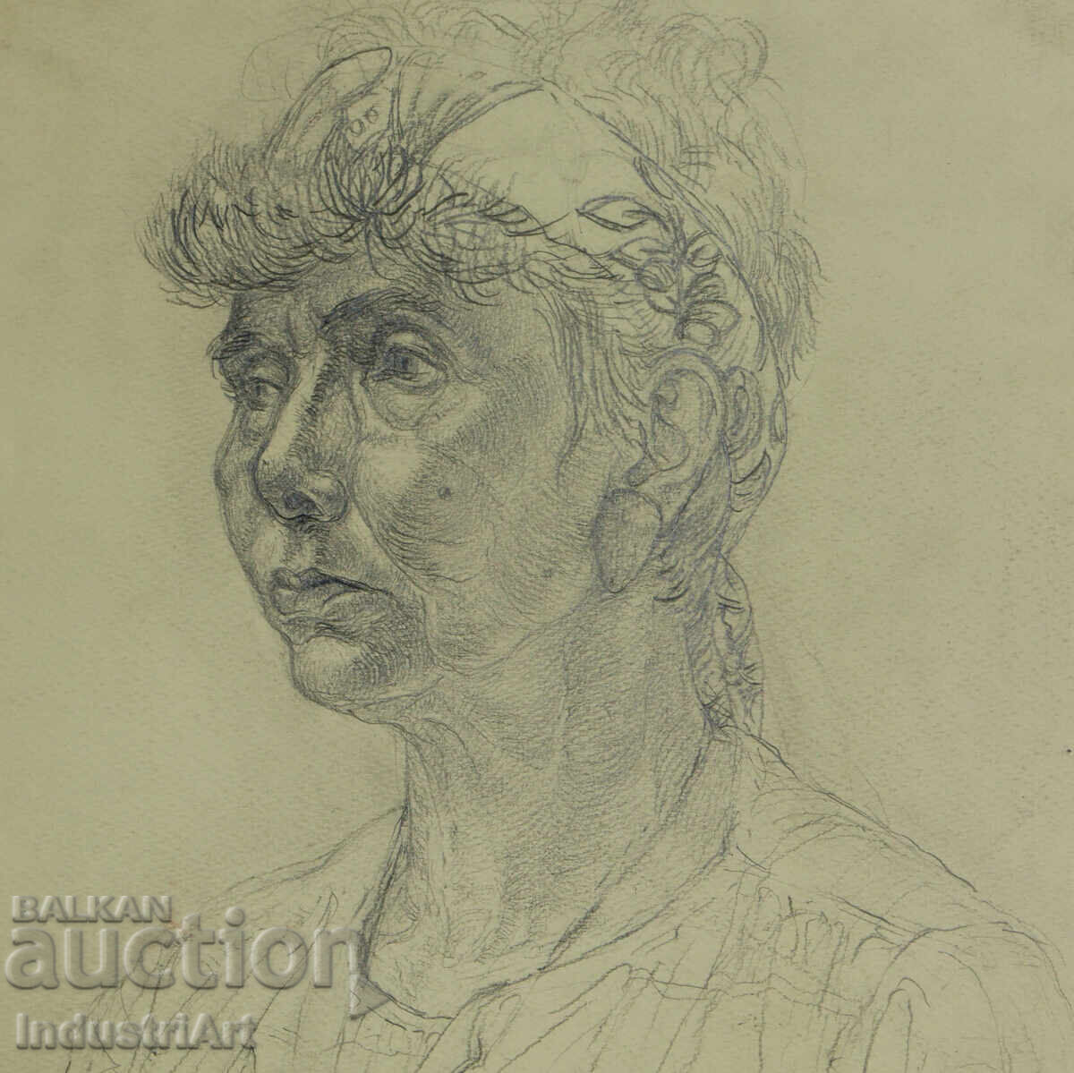 Auction Pencil drawing portrait of a woman Auction Pencil drawing portrait of a woman