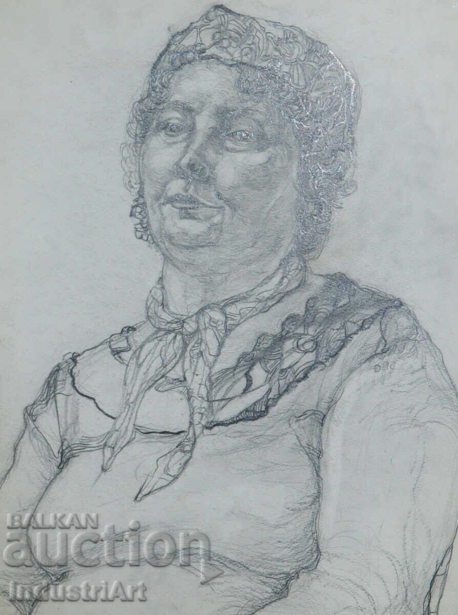 Δημοπρασία Σχέδιο με μολύβι πορτρέτο γυναίκας