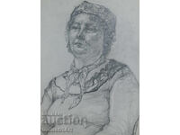 Σχέδιο με μολύβι πορτρέτο γυναίκας