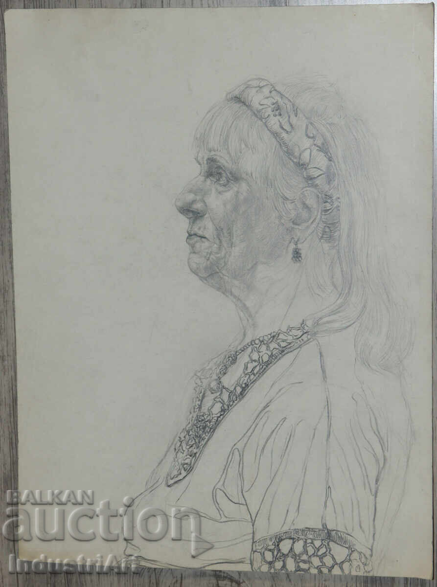 Auction  Pencil drawing portrait of a woman