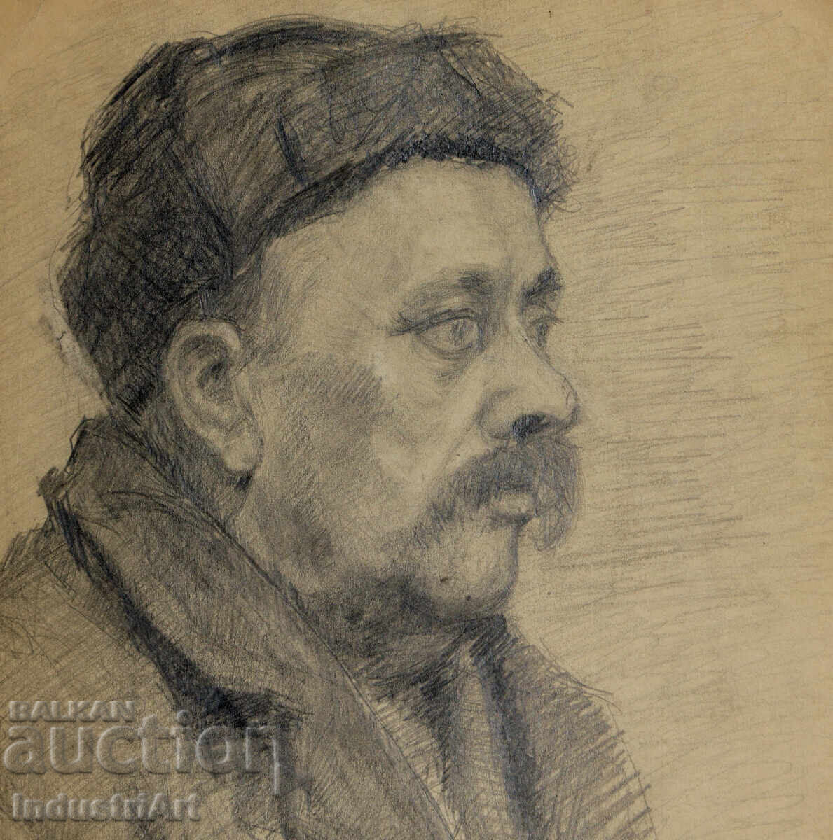 Доставка на Стара рисунка молив мъжки портрет