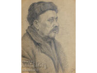 Παλιό σχέδιο με μολύβι ανδρικό πορτρέτο