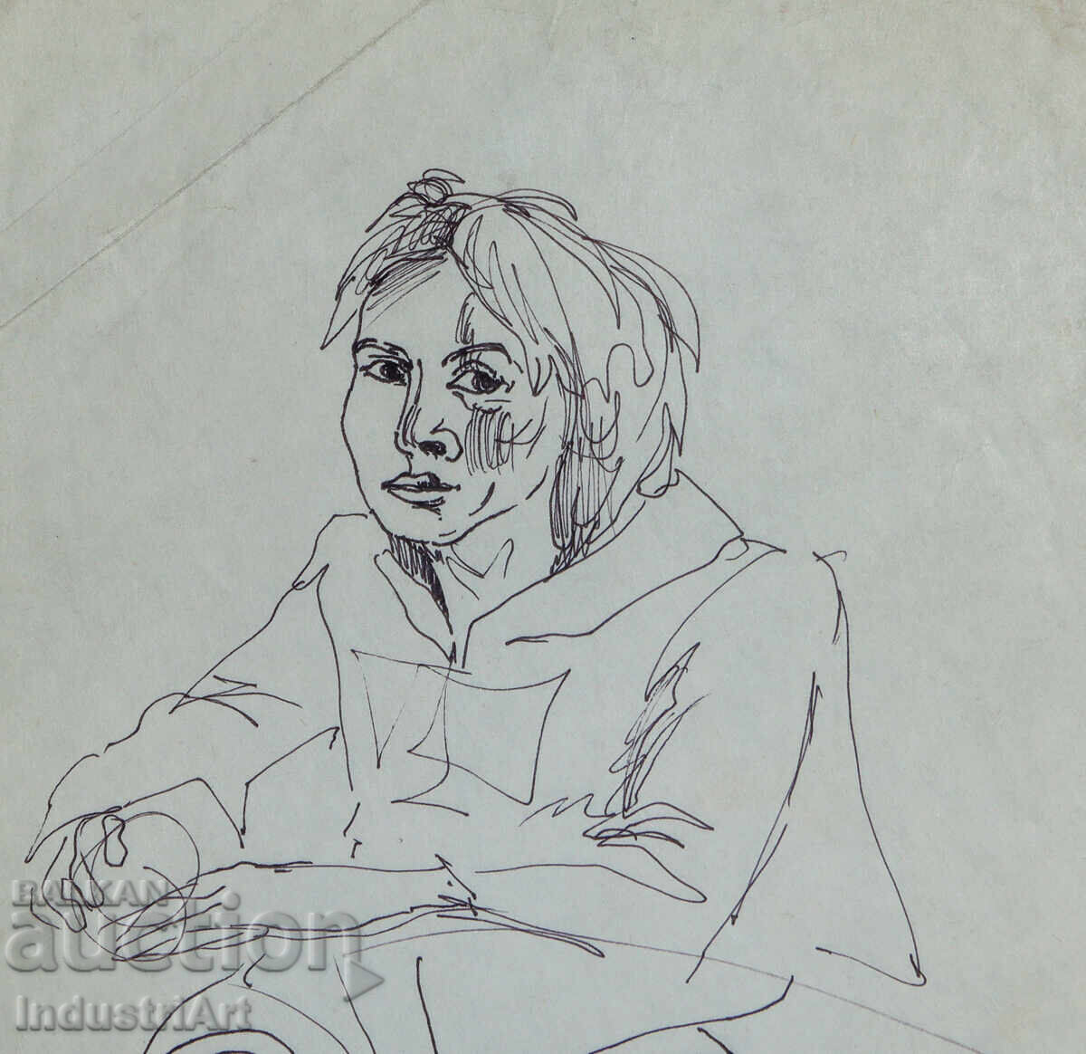 Аукцион Рисунка туш женски портрет 1964 г.