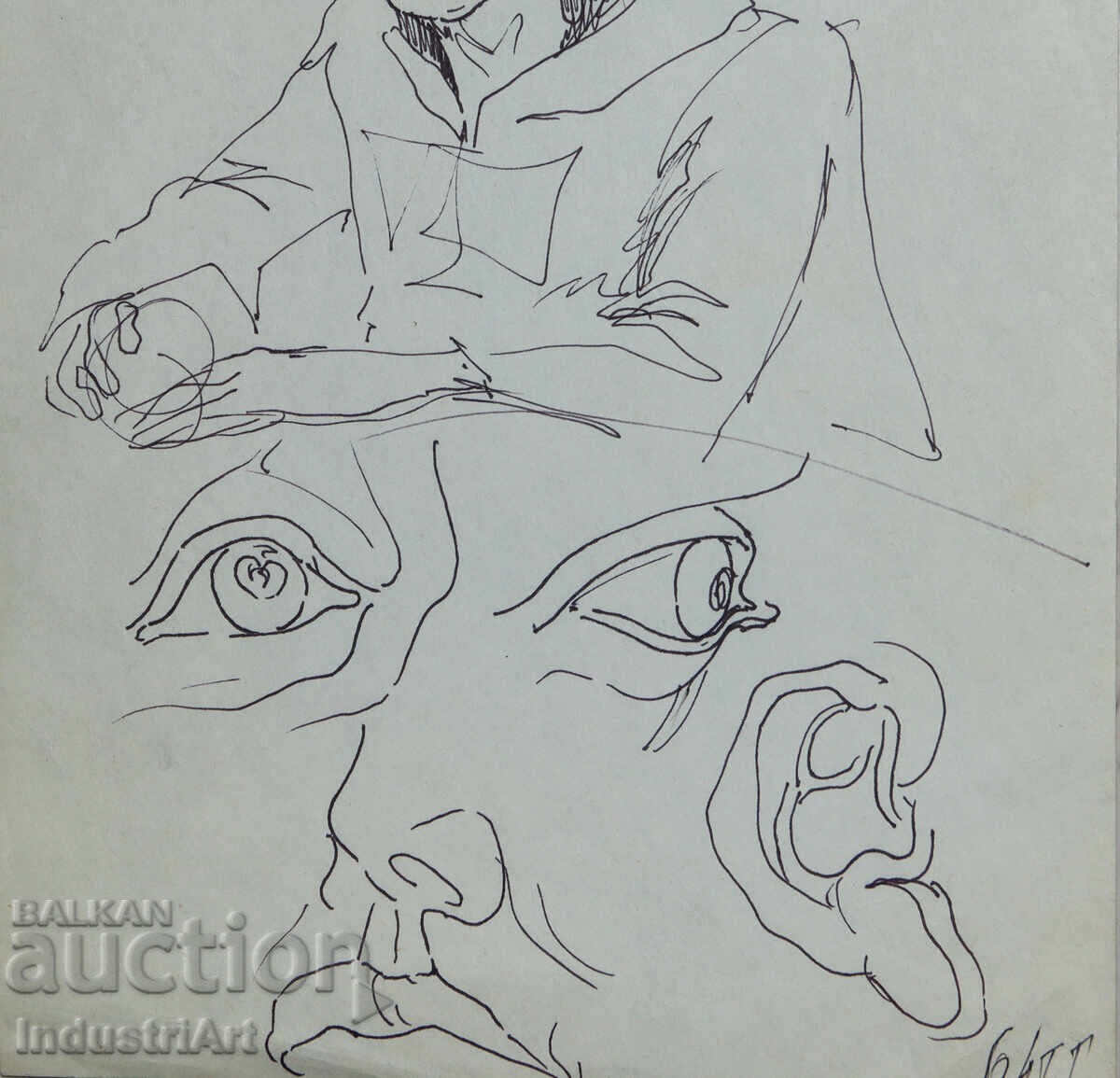 Доставка на Рисунка туш женски портрет 1964 г.