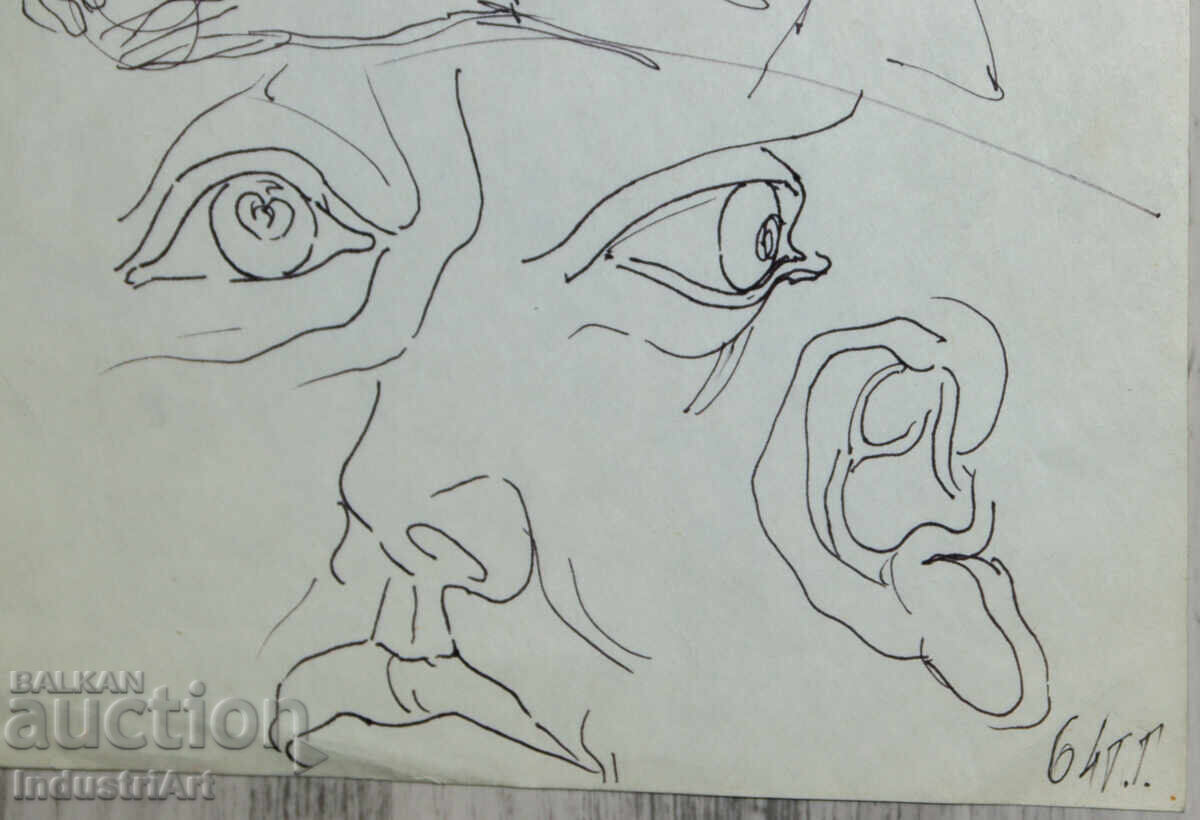 Рисунка туш женски портрет 1964 г. - 5