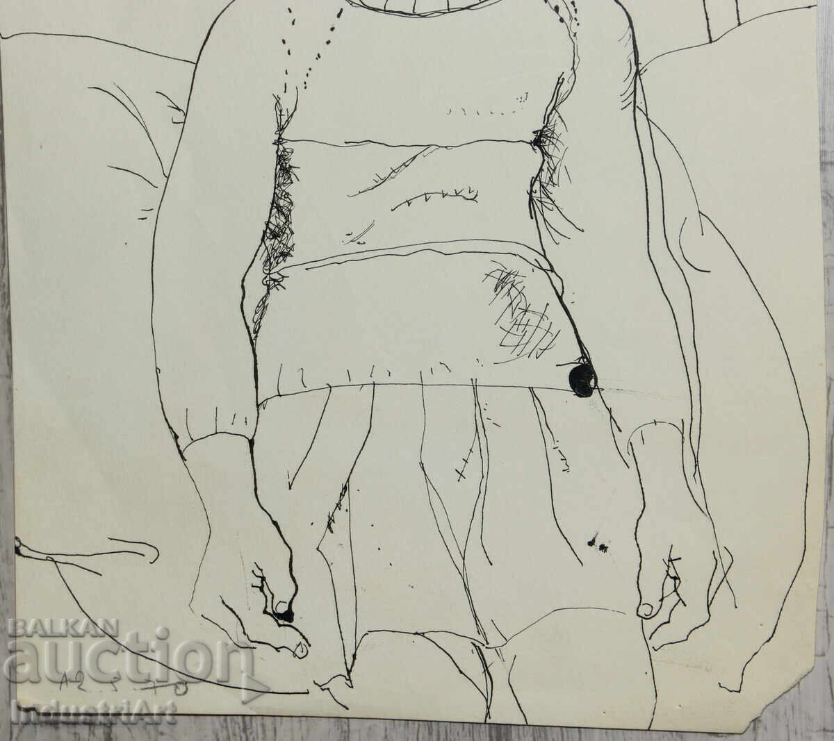 Рисунка туш портрет на дете 1970 г. - 5