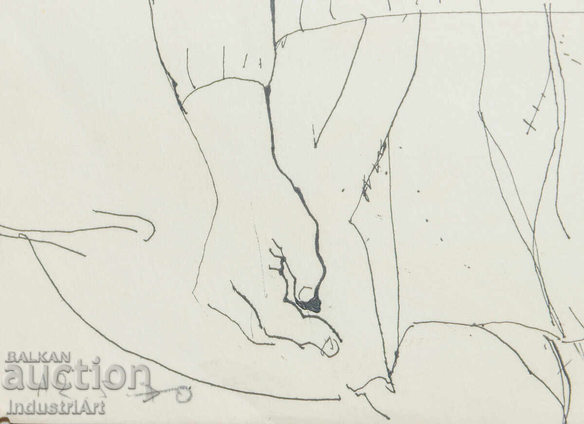 Рисунка туш портрет на дете 1970 г. - 6