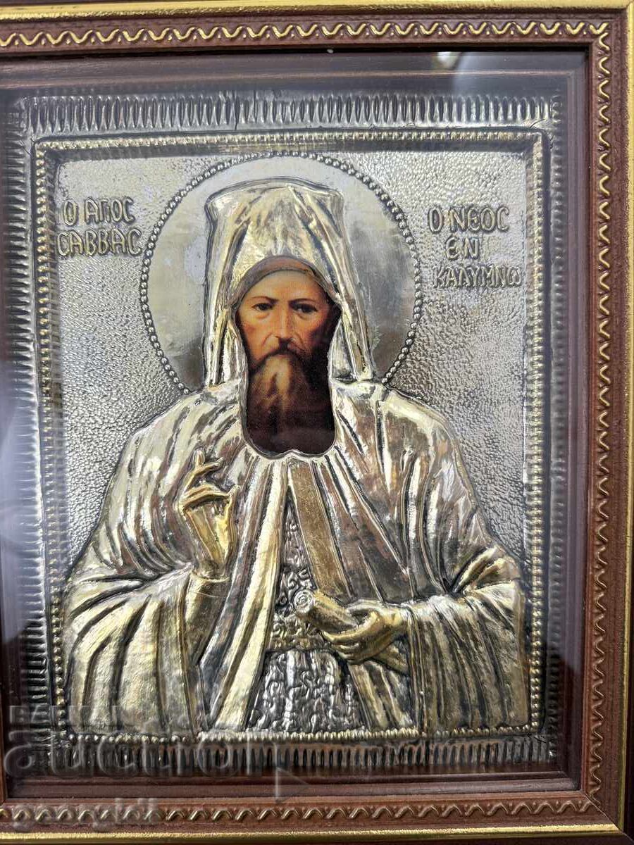 Livrarea Icoană - Sfântul Sava cel Nou din Kalymnos / argint / aurire. Nr. 7693 Livrarea Icoană - Sfântul Sava cel Nou din Kalymnos / argint / aurire. Nr. 7693