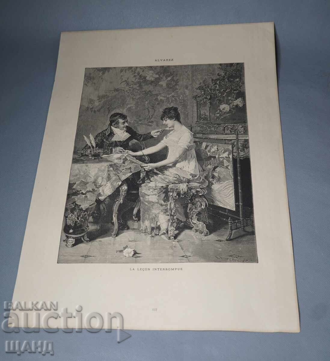 1900 Desen de maestru litografie Lecția întreruptă