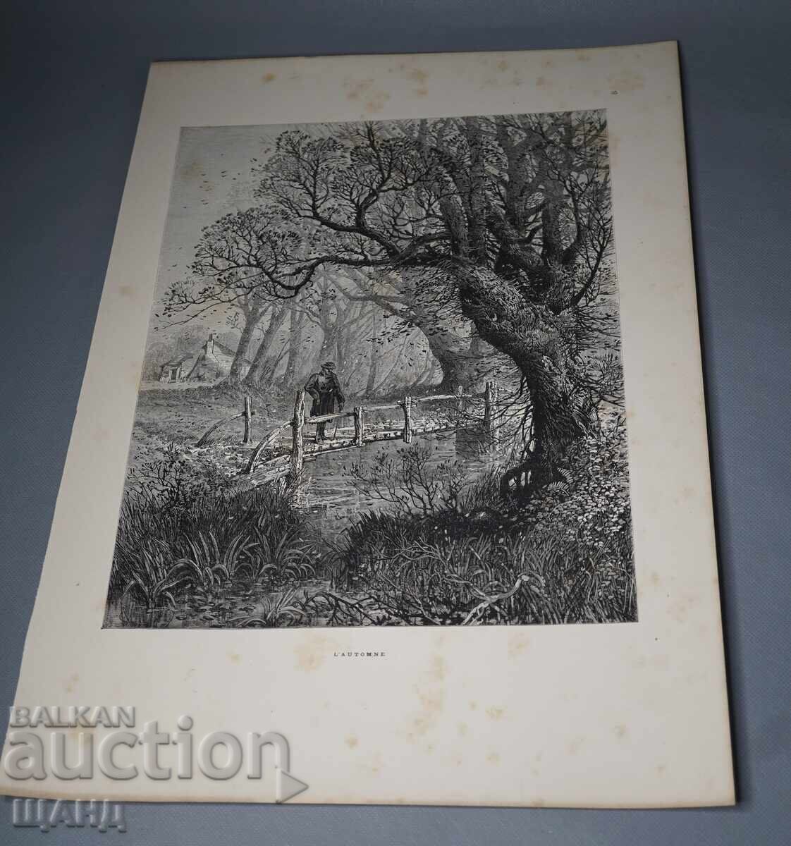 1900 Masterful Drawing Lithograph Bridge