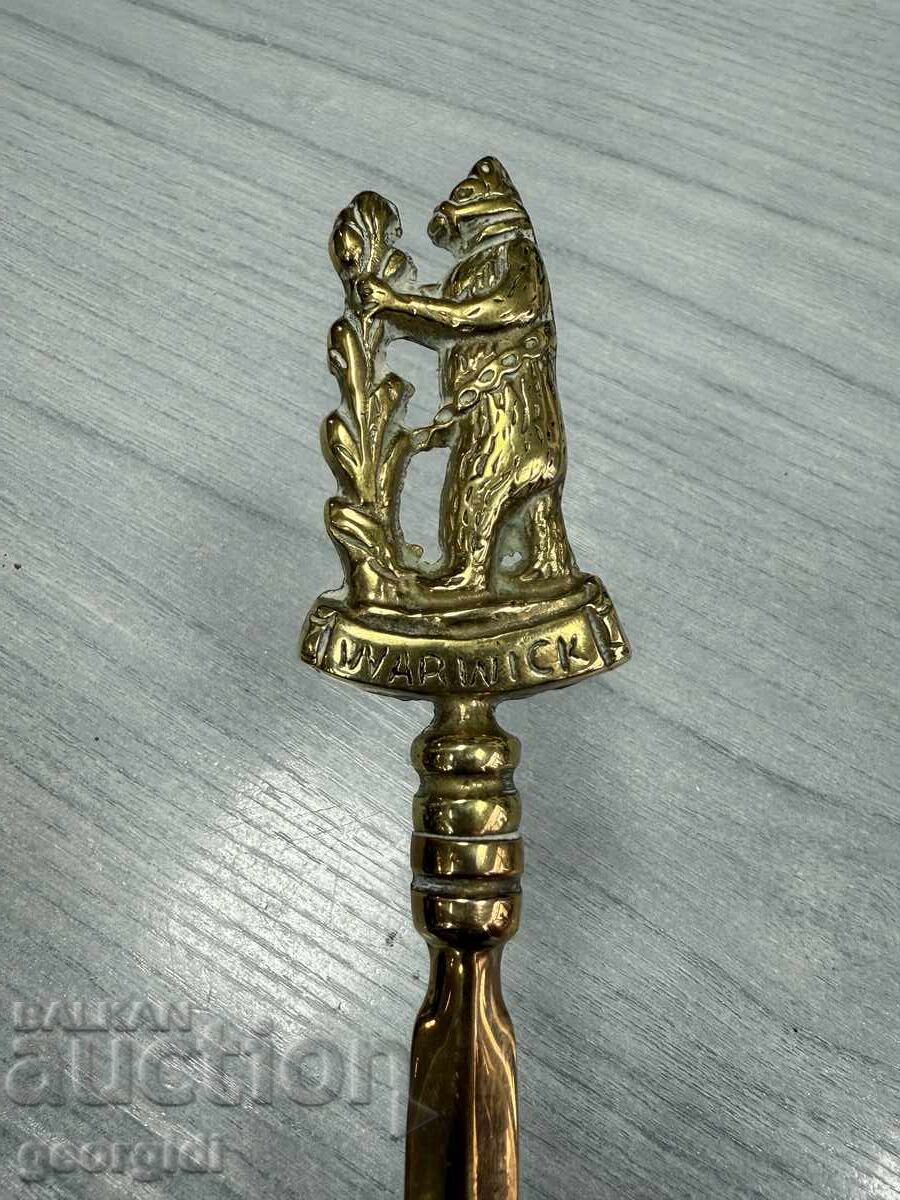 Μπρούτζινο μαχαίρι αλληλογραφίας με έμβλημα του Γουόρικσαϊρ. Νο. 7698 - 5