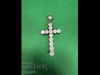 Massive silver cross with 12 zircons. No. 7701