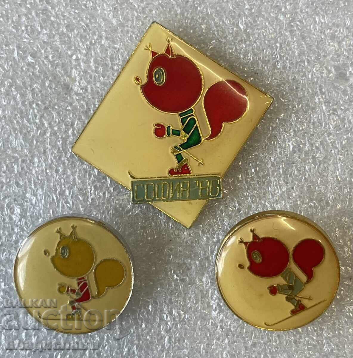 Лот значки СОФИЯ 86 Ски състезание