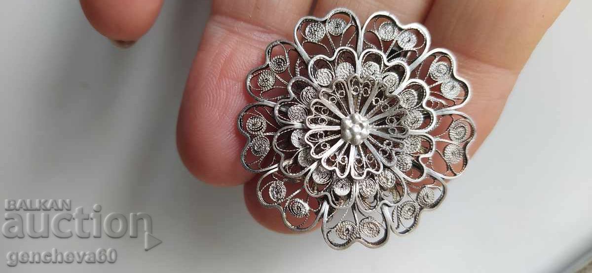 Beautiful silver filigree brooch - 5