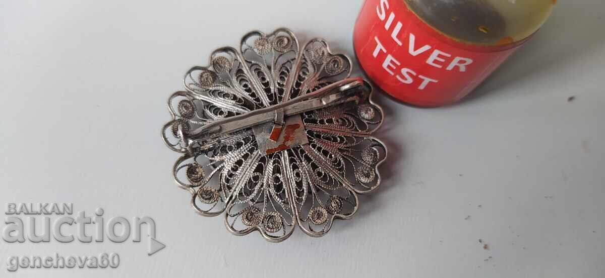 Beautiful silver filigree brooch - 6