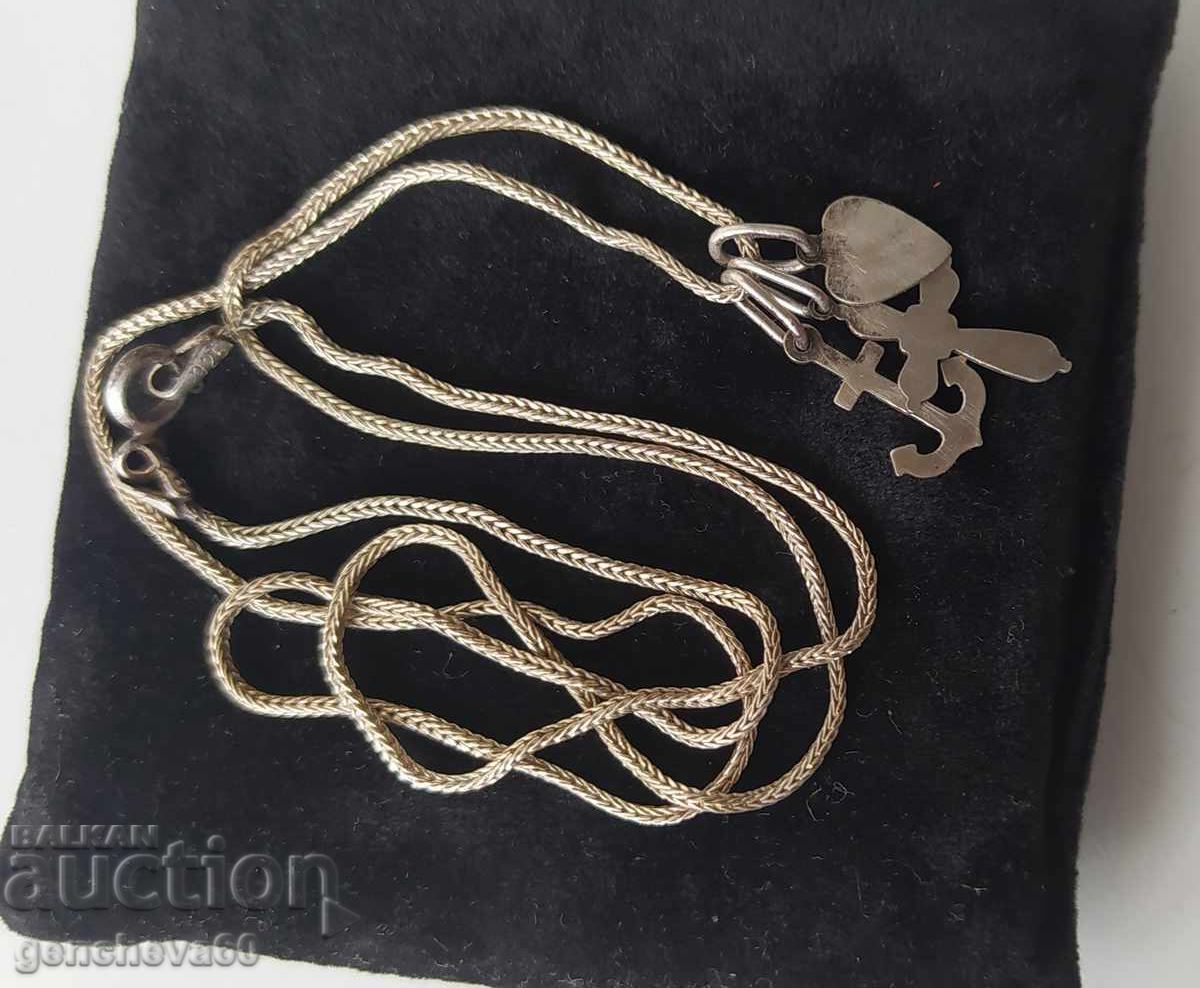 Auction  Antique Silver Necklace Faith, Hope, Love